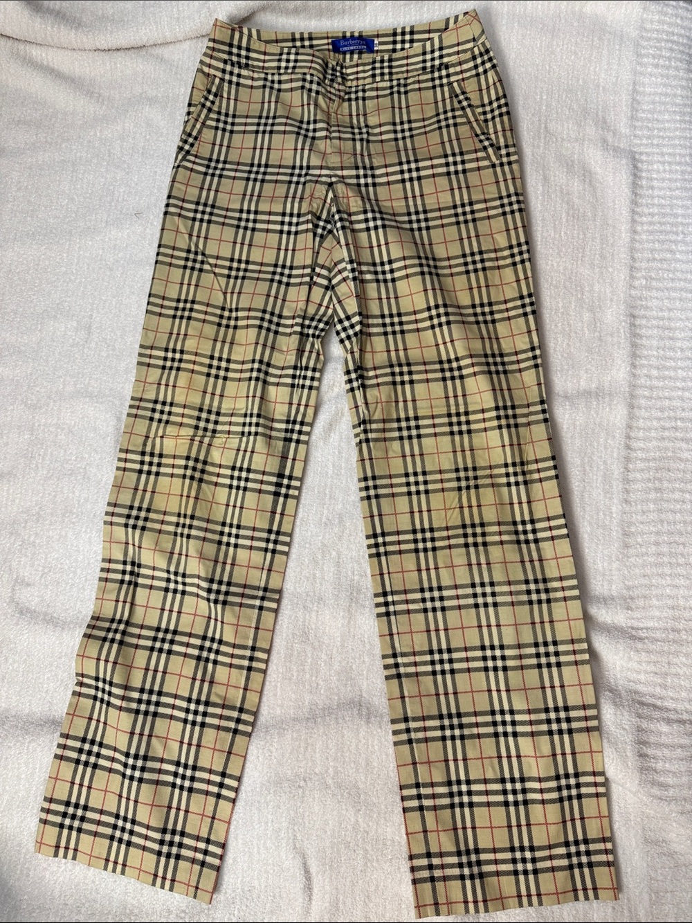 Burberry Beige Vintage Check Straight Leg Pants